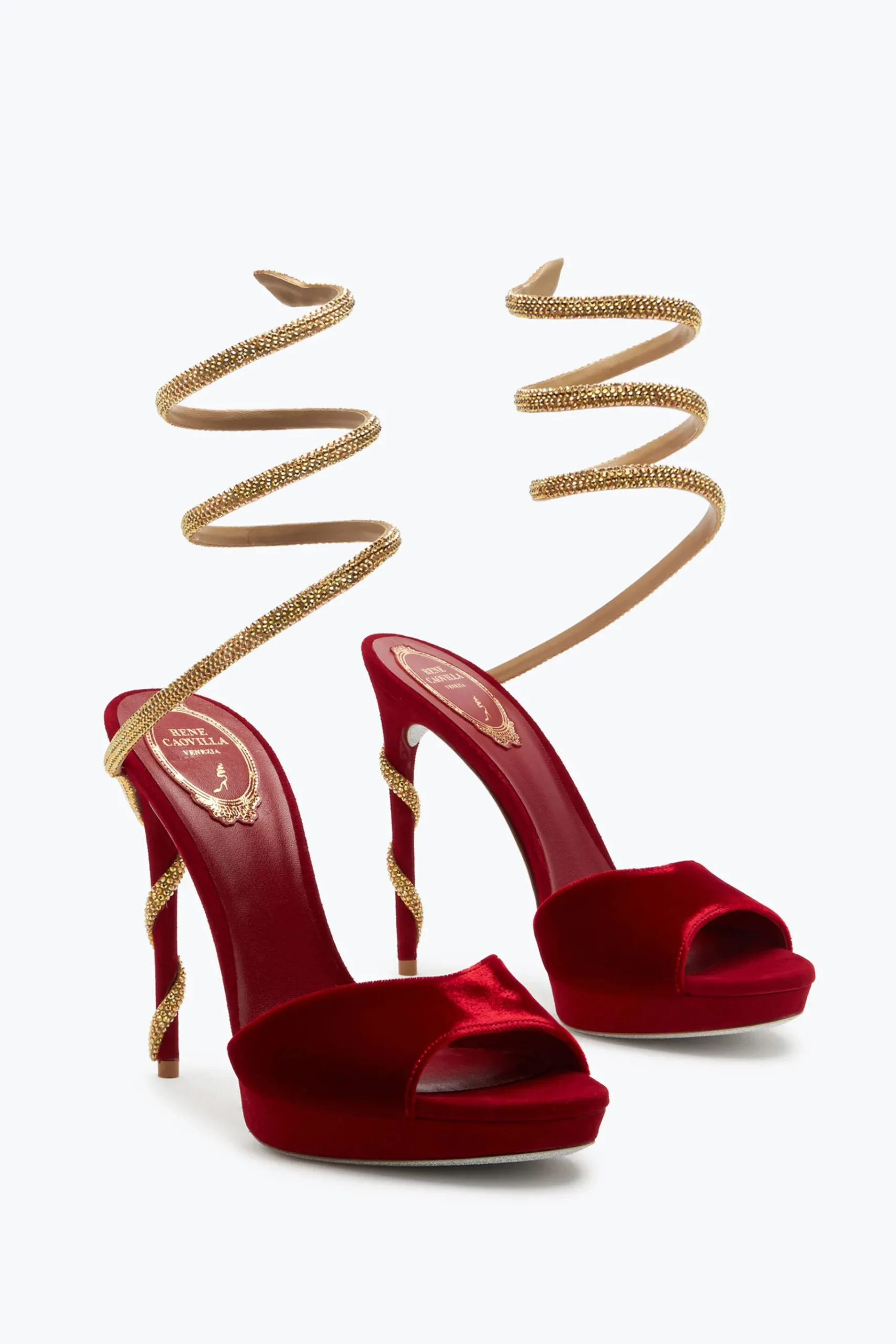 Icone|Platform^Rene Caovilla Sandalo Margot Velluto 120 Rosso