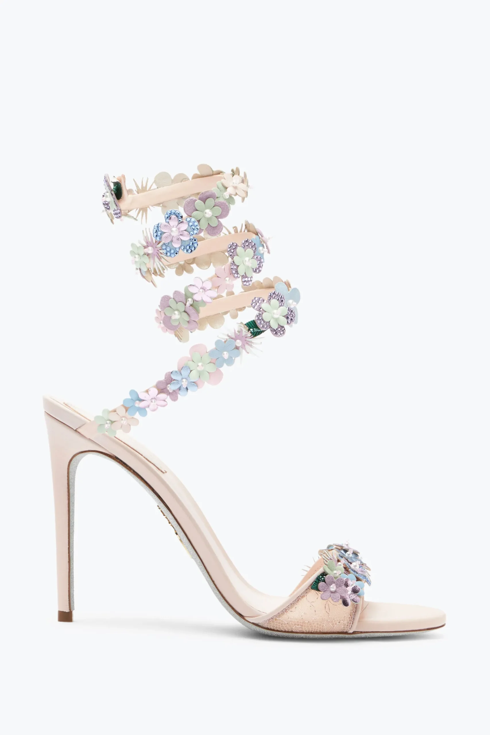 Sandali^Rene Caovilla Sandalo Roxanne Con Fiori Multicolor 105 Nude