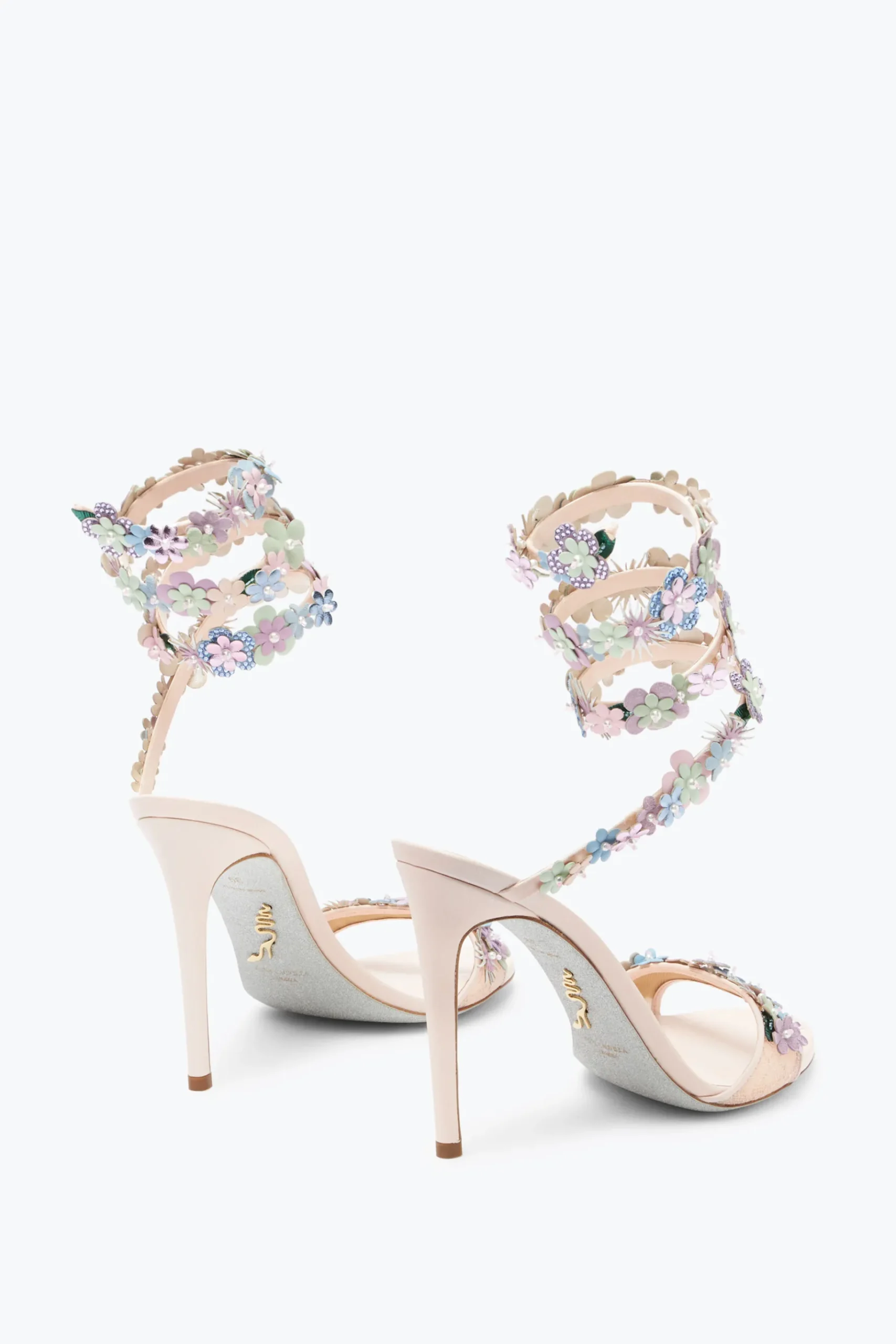 Sandali^Rene Caovilla Sandalo Roxanne Con Fiori Multicolor 105 Nude