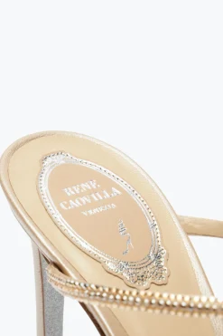 Per Le Damigelle|Mule^Rene Caovilla Sandalo Slider Caterina 80 Champagne