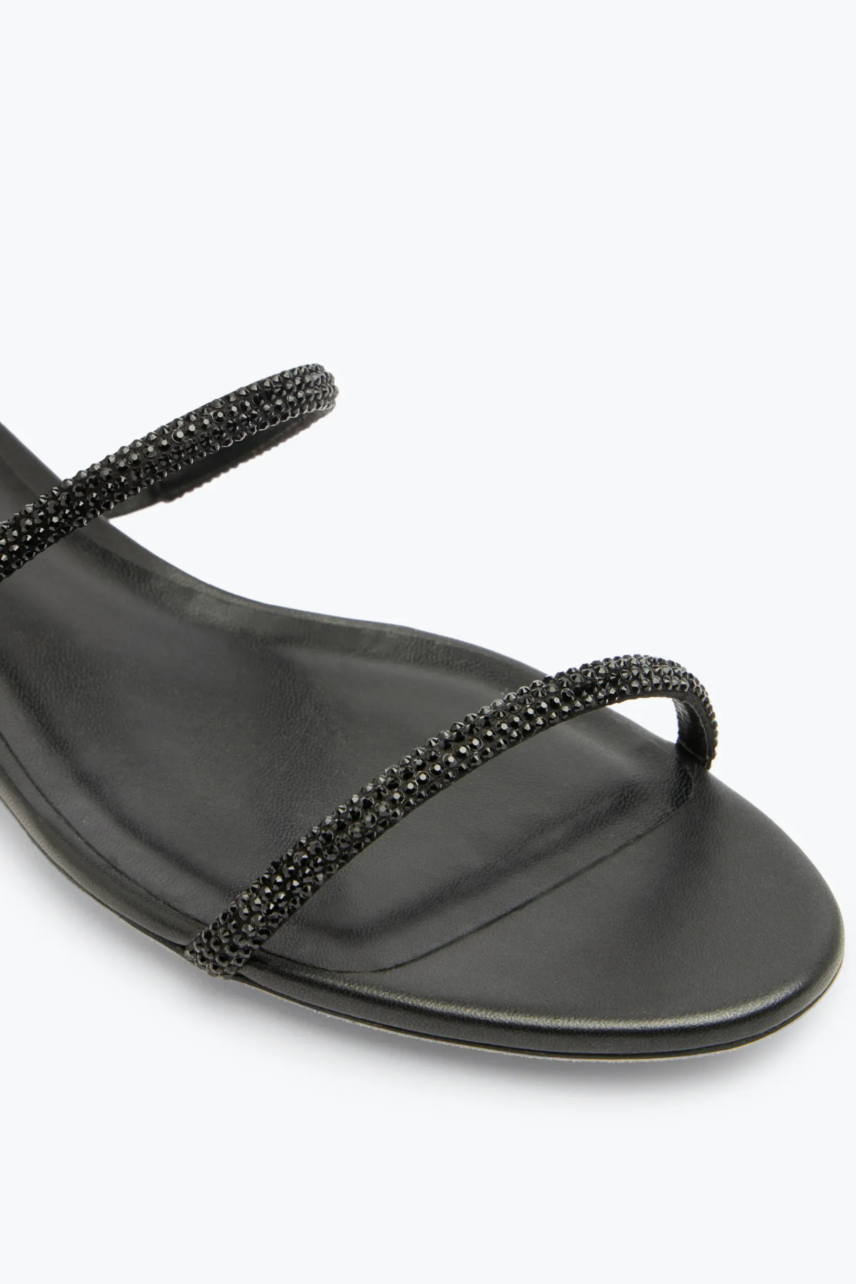 Flat^Rene Caovilla Sandalo Supercleo Con Cristalli 10 Nero