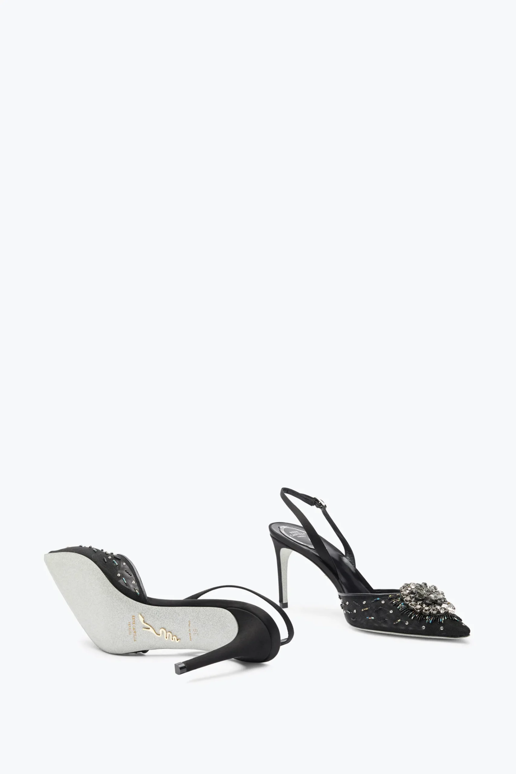 Slingback^Rene Caovilla Slingback Barbara Nera 80 Nero