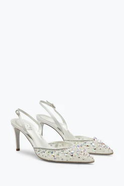 Slingback|Collezione Sposa^Rene Caovilla Slingback Bianche Cinderella 75 Bianco