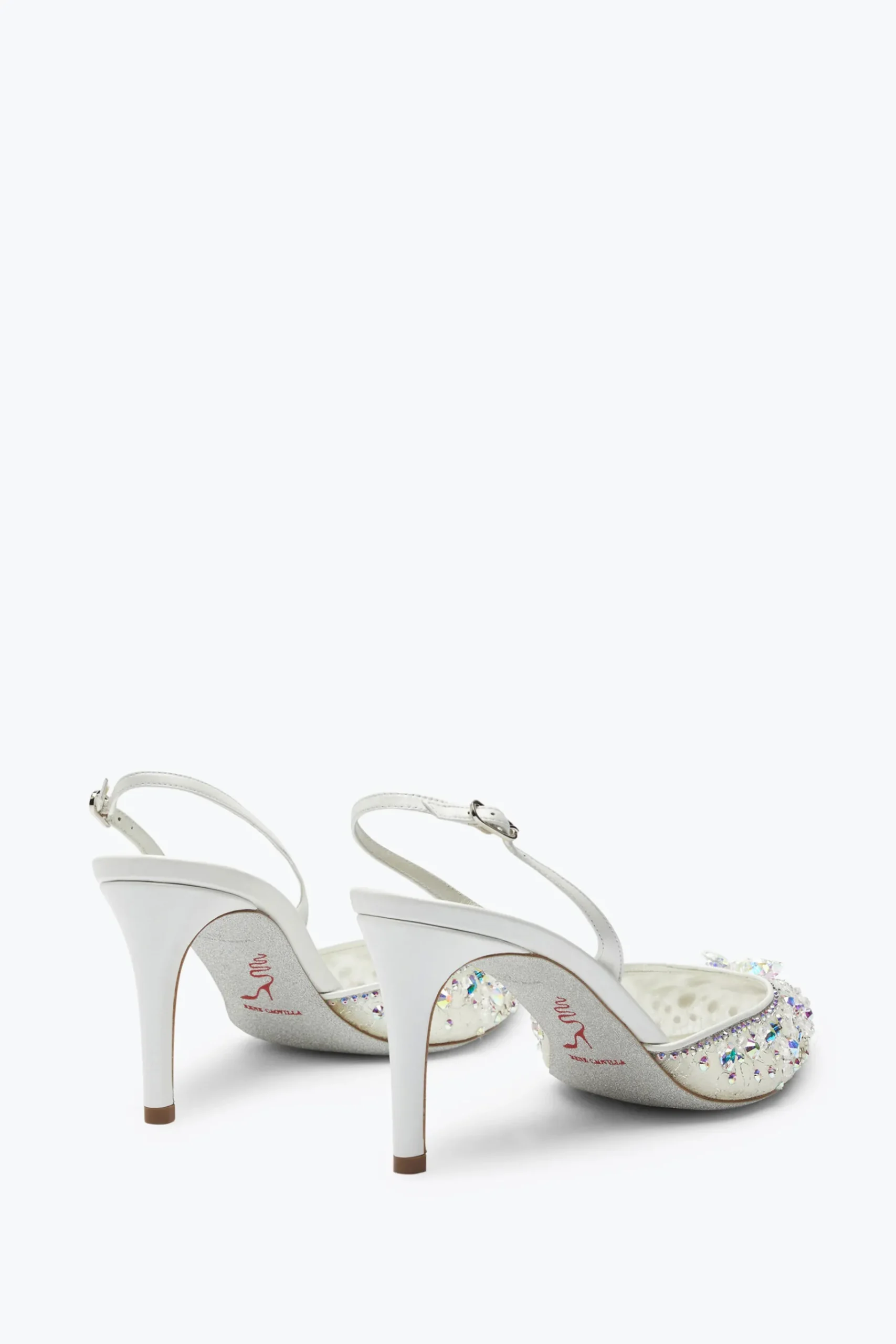 Slingback|Collezione Sposa^Rene Caovilla Slingback Bianche Cinderella 75 Bianco