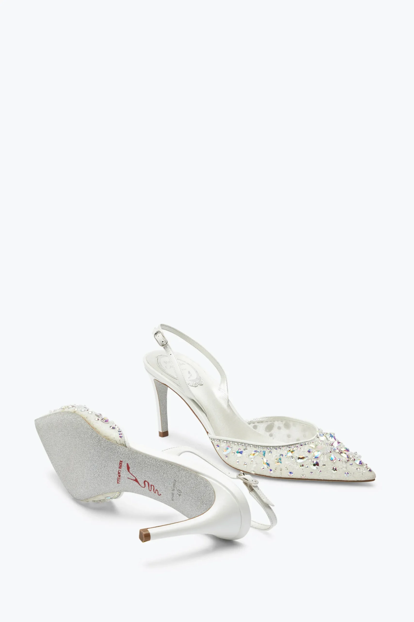 Slingback|Collezione Sposa^Rene Caovilla Slingback Bianche Cinderella 75 Bianco