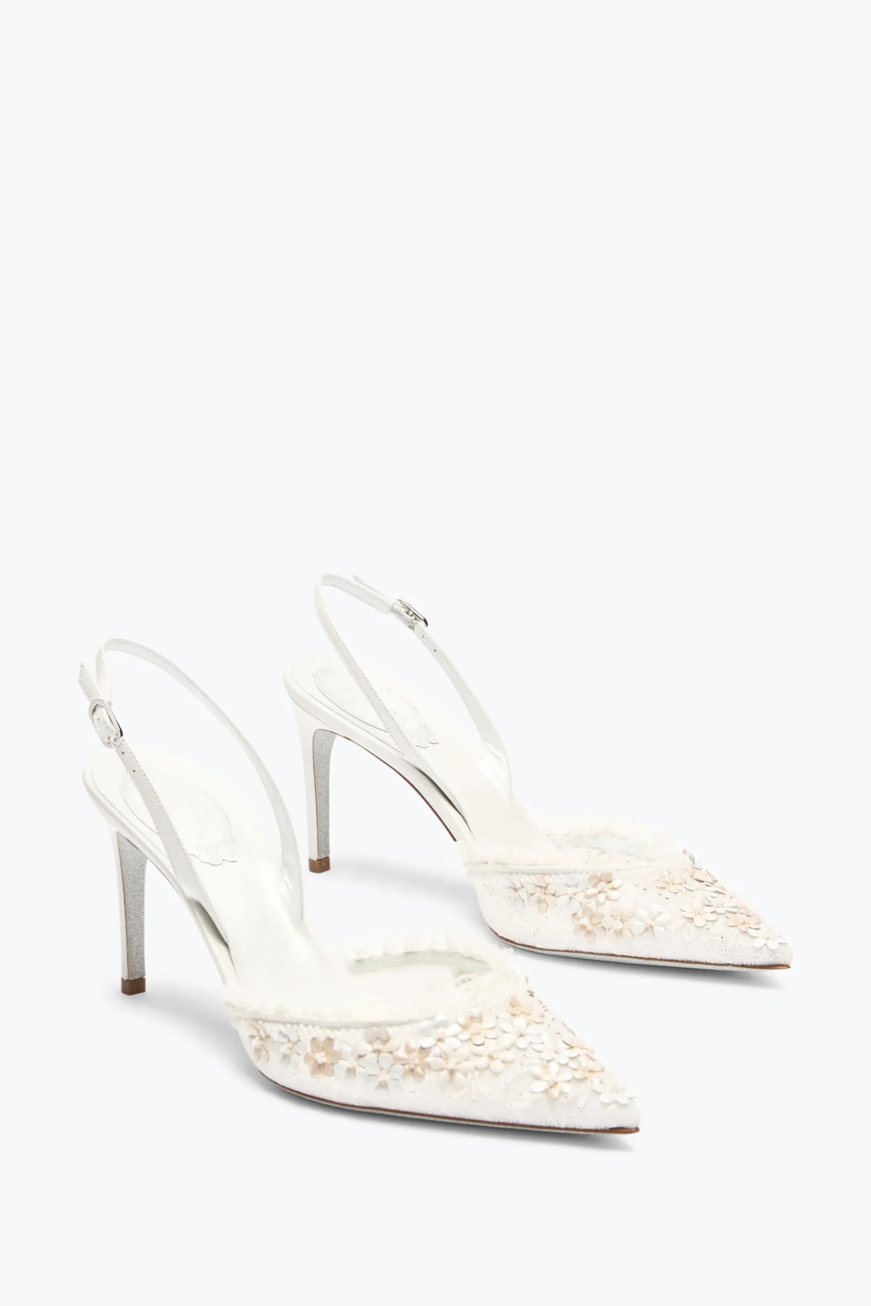 Collezione Sposa|Slingback^Rene Caovilla SLINGBACK BLOOM BIANCA 80 Bianco