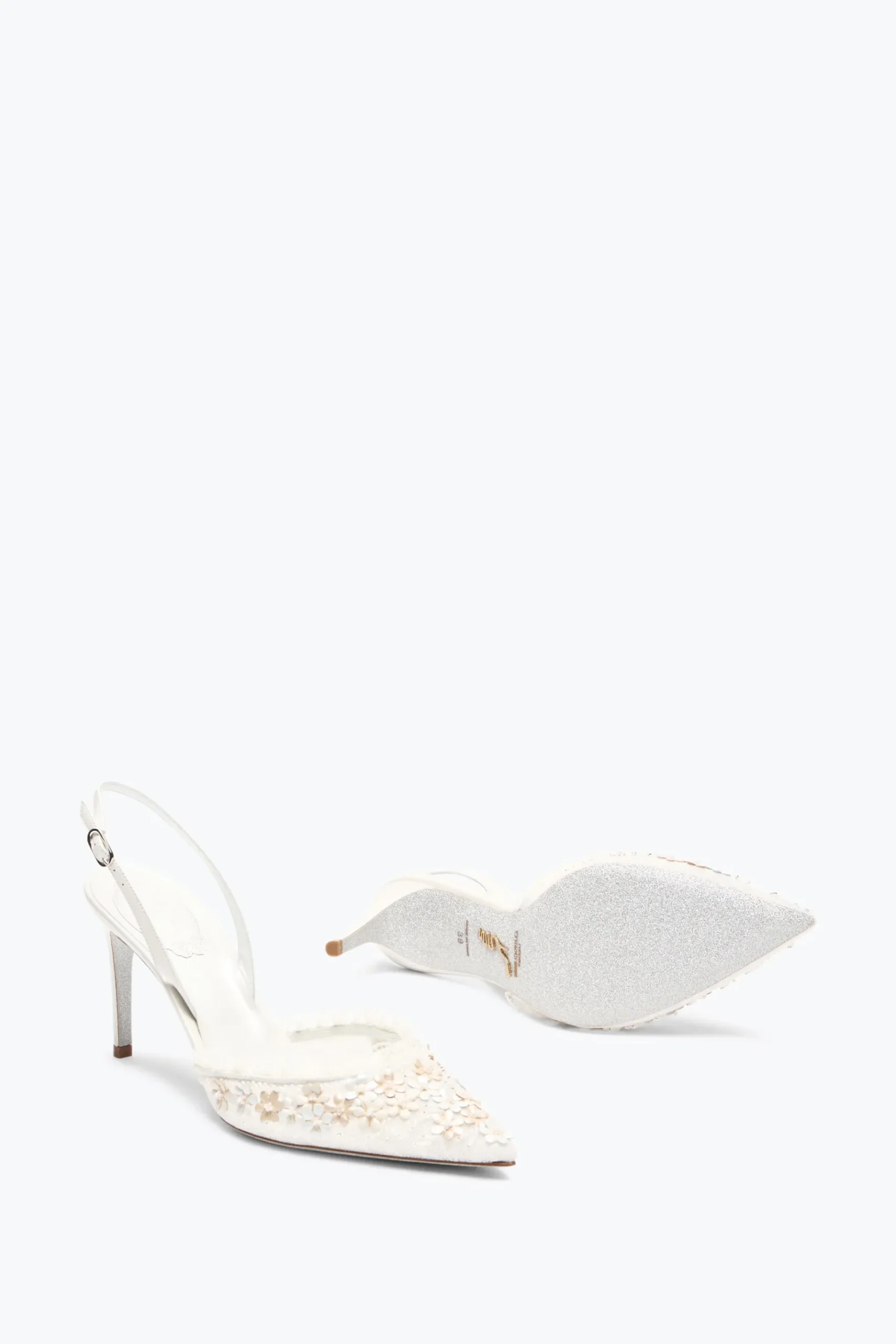 Collezione Sposa|Slingback^Rene Caovilla SLINGBACK BLOOM BIANCA 80 Bianco