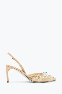 Slingback^Rene Caovilla Slingback Con Pietre Gioiello Cinderella 75 Beige