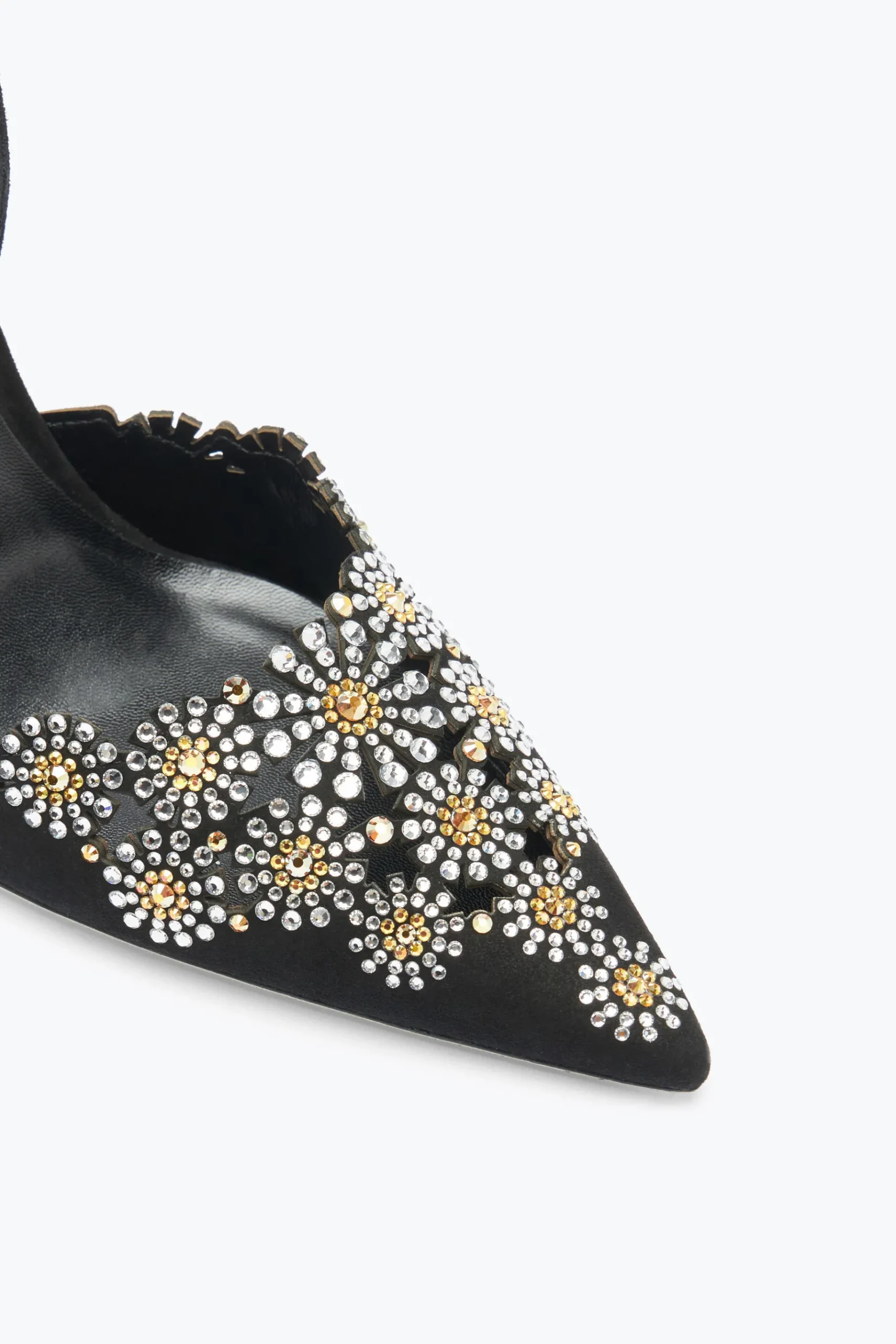 Slingback^Rene Caovilla Slingback Daisy In Suede Con Cristalli 105 Nero