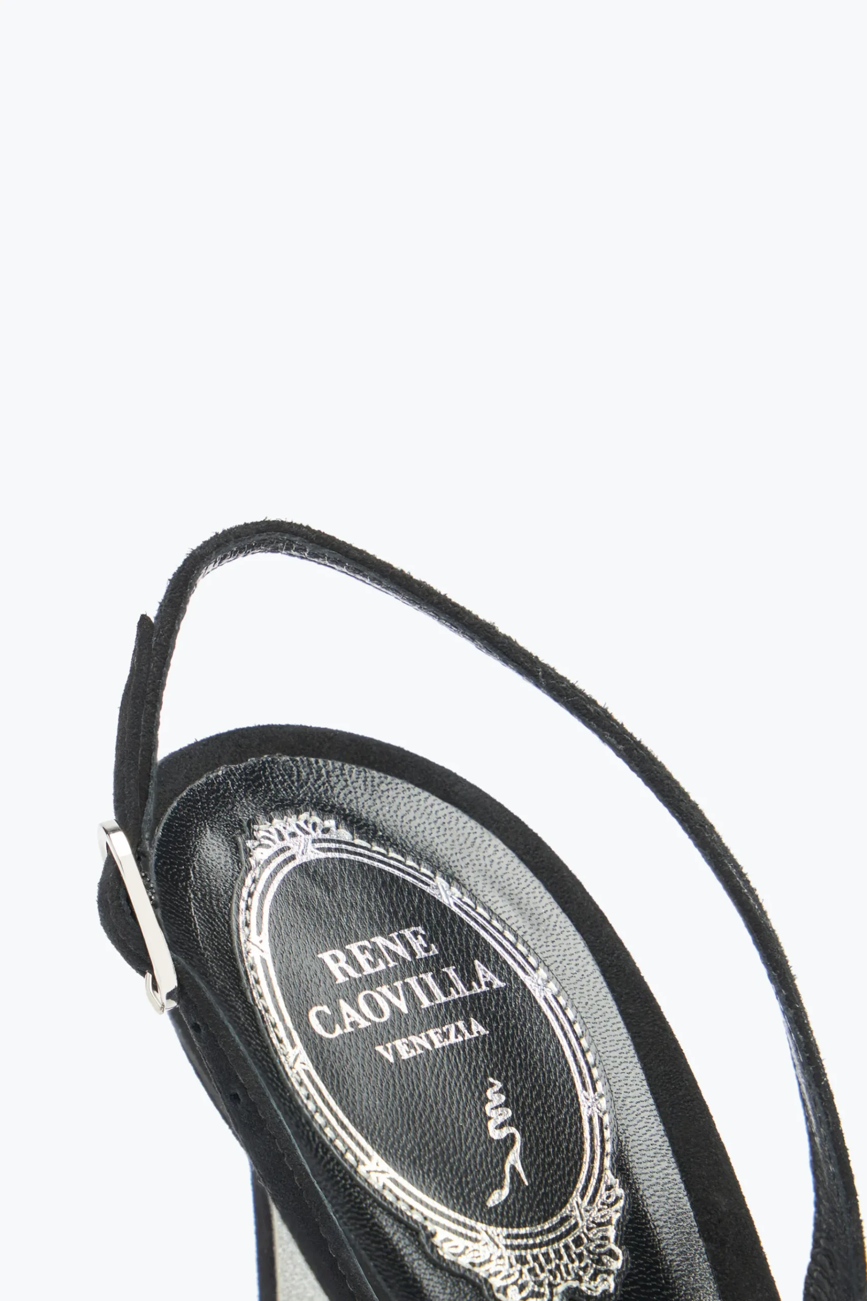 Slingback^Rene Caovilla Slingback Daisy In Suede Con Cristalli 105 Nero