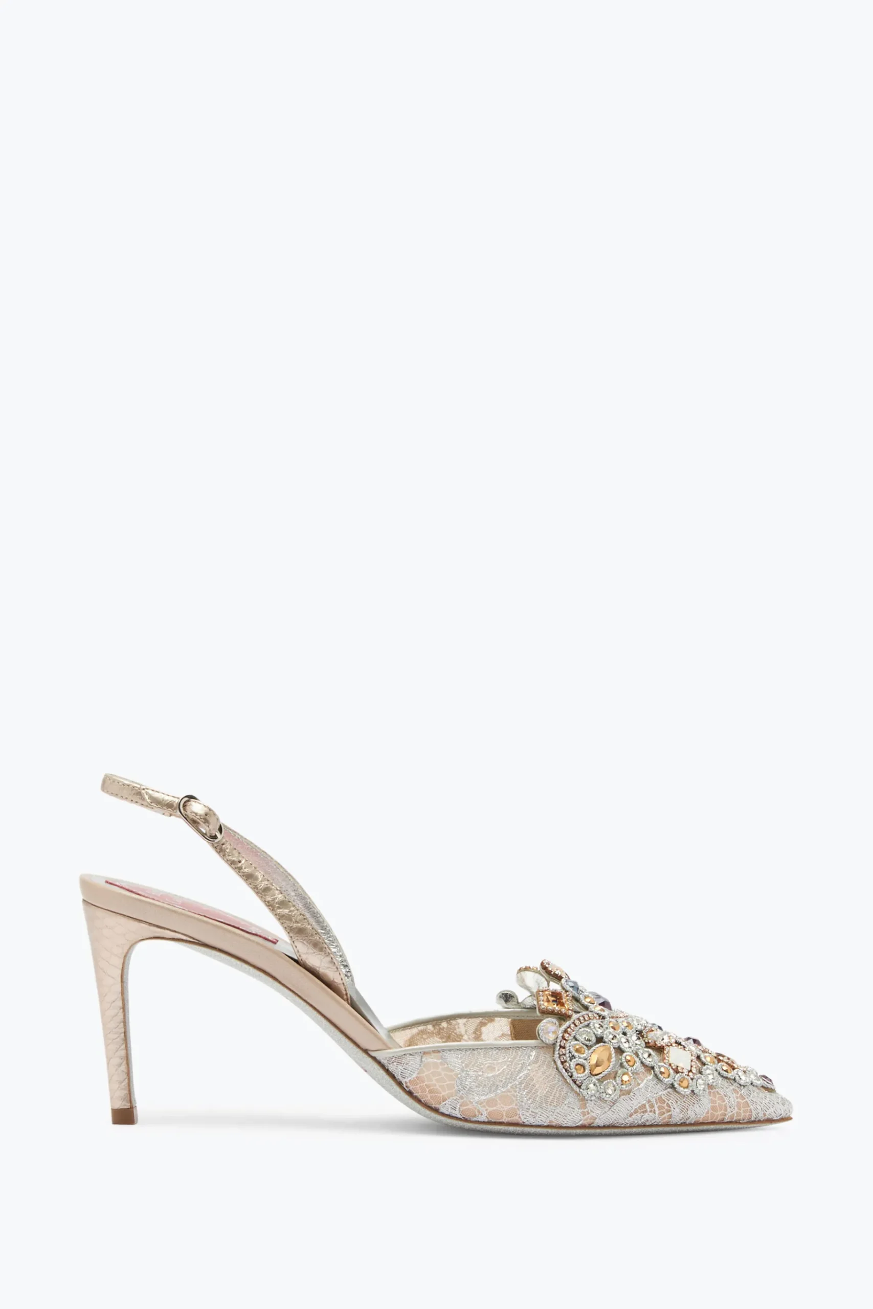 Icone|Slingback^Rene Caovilla Slingback Gioiello In Pizzo Veneziana 75 Grigio