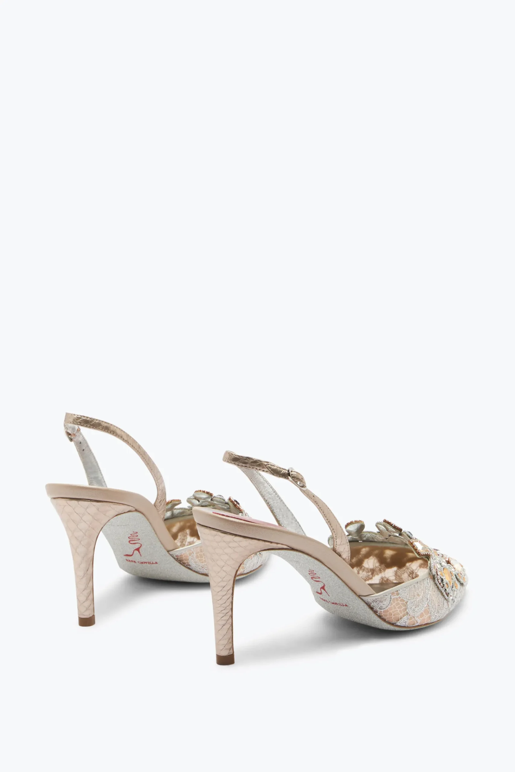 Icone|Slingback^Rene Caovilla Slingback Gioiello In Pizzo Veneziana 75 Grigio