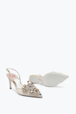 Icone|Slingback^Rene Caovilla Slingback Gioiello In Pizzo Veneziana 75 Grigio