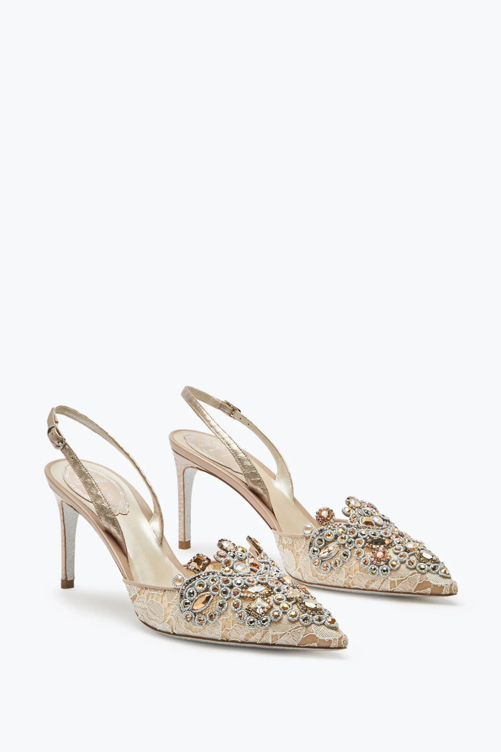 Icone|Slingback^Rene Caovilla Slingback In Pizzo Veneziana 75 Oro