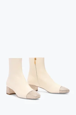 Stivali^Rene Caovilla Stivaletto Bonnie In Pelle E Cristalli Oro 40 Avorio