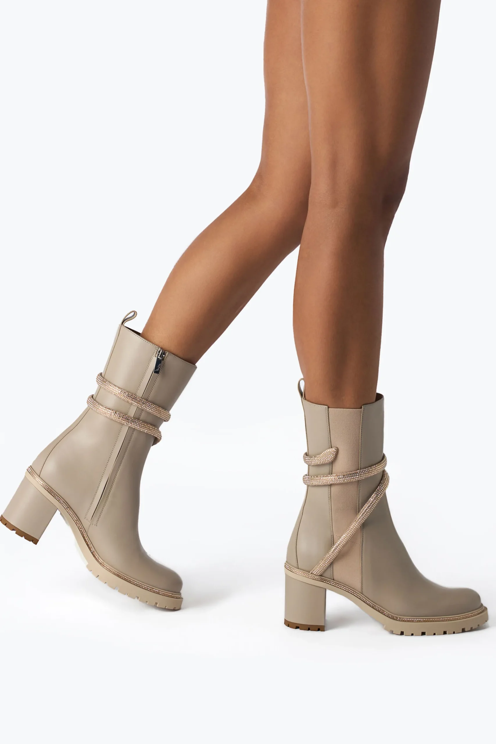 Stivali^Rene Caovilla Stivaletto Cleo Con Cristalli 60 Beige